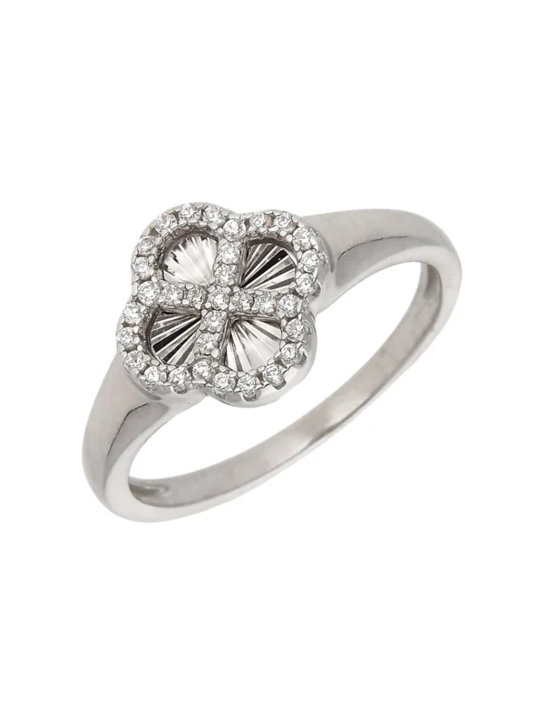 William May Sterling Silver Cubic Zirconia Sunburst Petal Ring