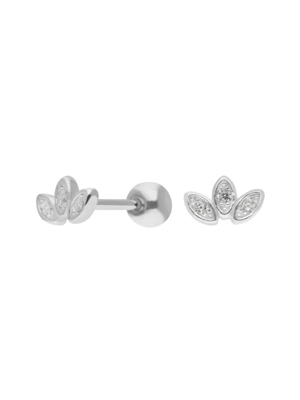 William May Sterling Silver Cubic Zirconia Trilogy Labret Stud Earrings