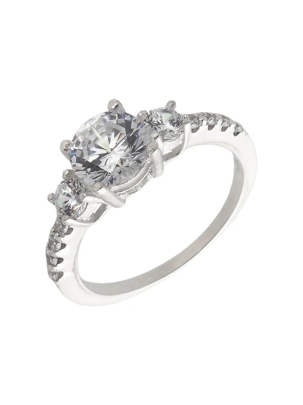 William May Sterling Silver Cubic Zirconia Trilogy Ring