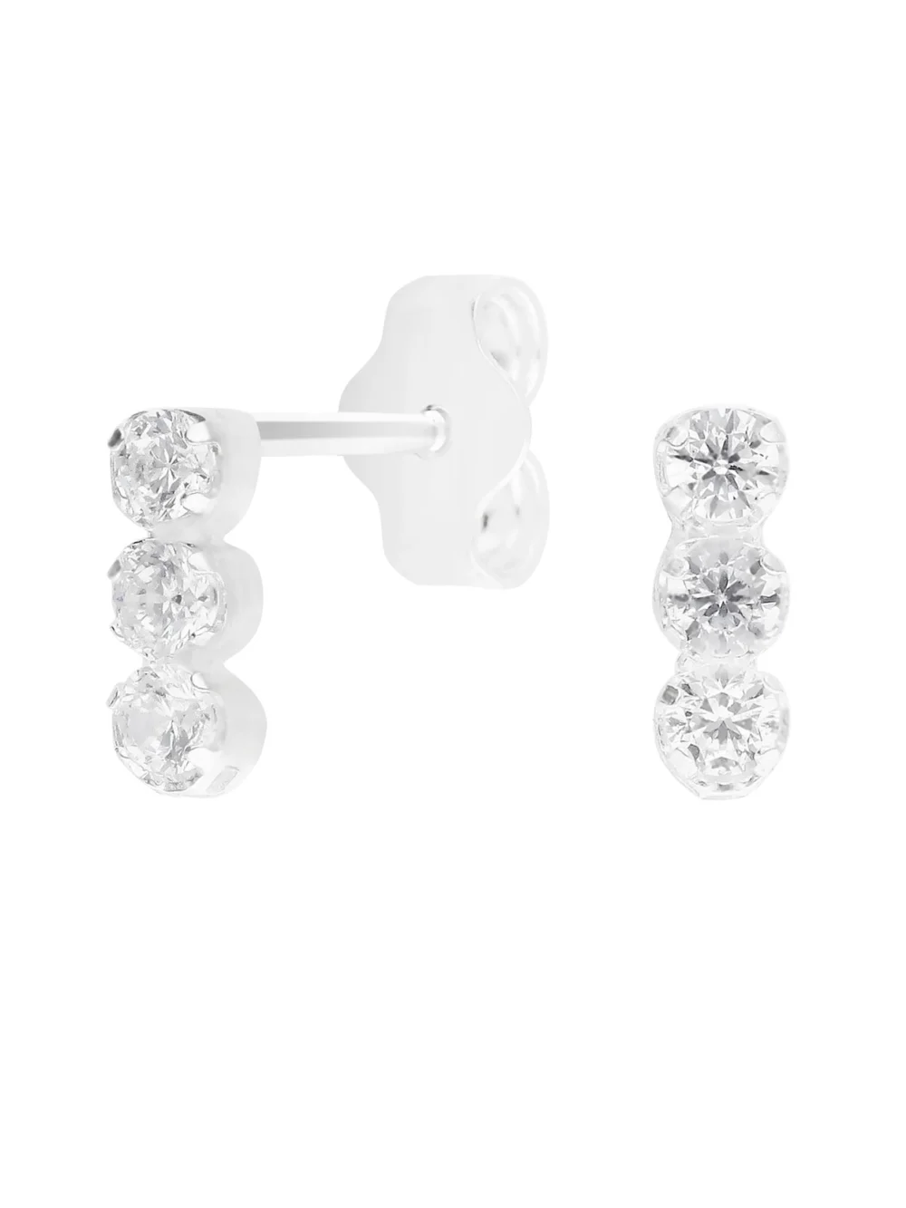 William May Sterling Silver Cubic Zirconia Trilogy Stud Earrings