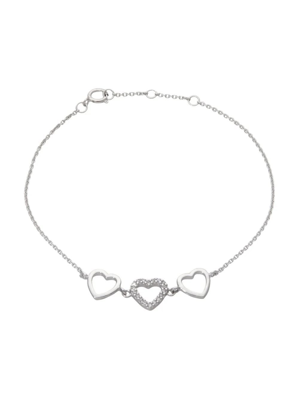 William May Sterling Silver Cubic Zirconia Triple Heart Bracelet