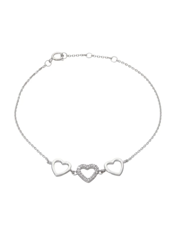 William May Sterling Silver Cubic Zirconia Triple Heart Bracelet