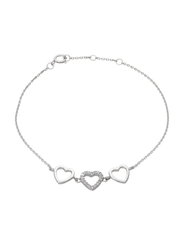 William May Sterling Silver Cubic Zirconia Triple Heart Bracelet