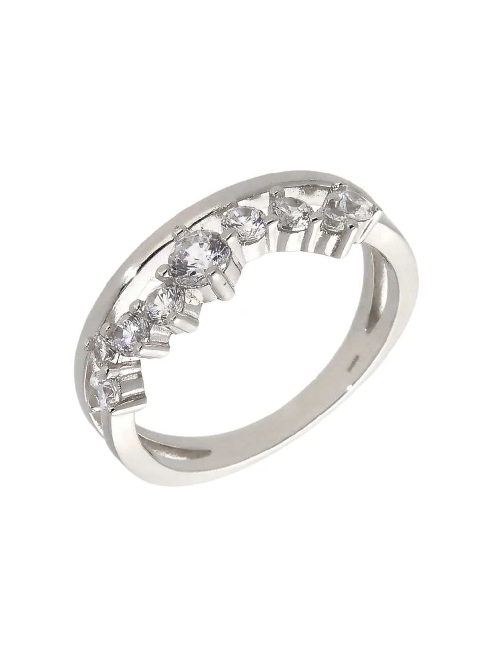 William May Sterling Silver Cubic Zirconia Twin Style Ring
