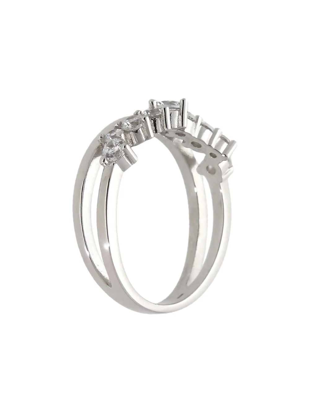 William May Sterling Silver Cubic Zirconia Twin Style Ring, view 2
