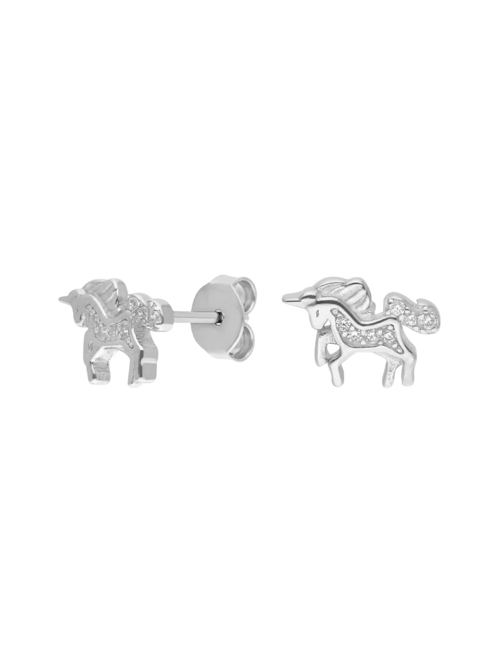 William May Sterling Silver Cubic Zirconia Unicorn Stud Earrings