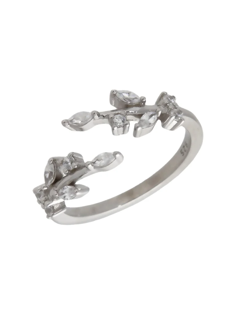 William May Sterling Silver Cubic Zirconia Wraparound Olive Branch Ring