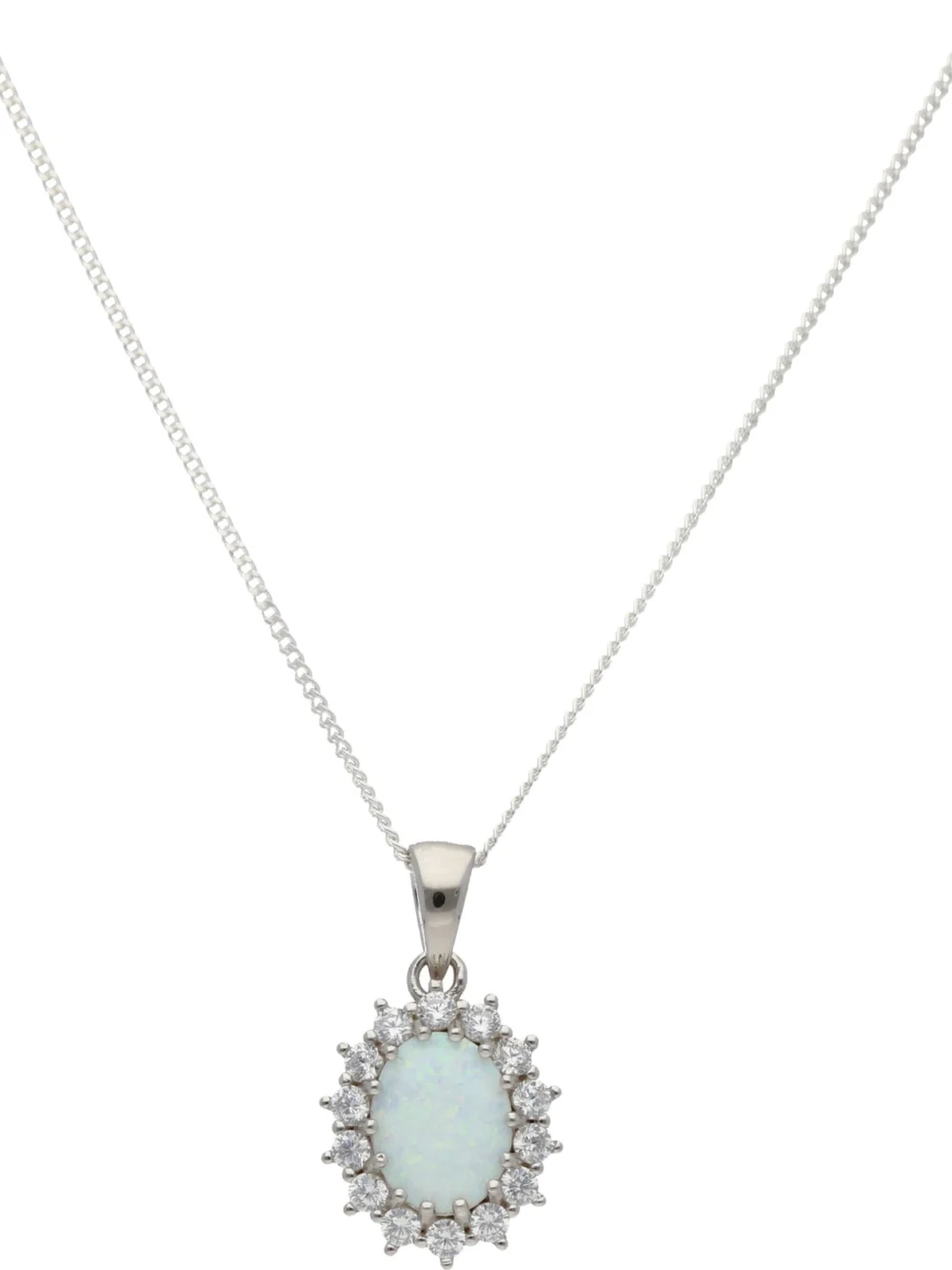 William May Sterling Silver Cultured Opal & Cubic Zirconia & 18" Chain, view 2