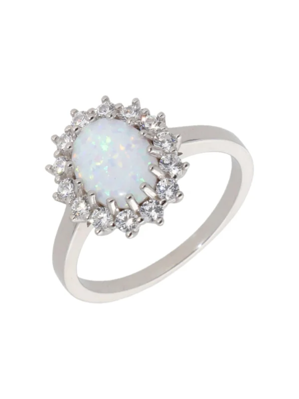 William May Sterling Silver Cultured Opal & Cubic Zirconia Ring