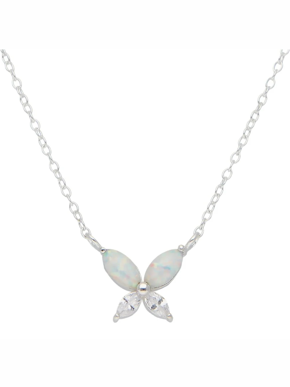 William May Sterling Silver Cultured Opal Butterfly 16-17" Necklace, view 2