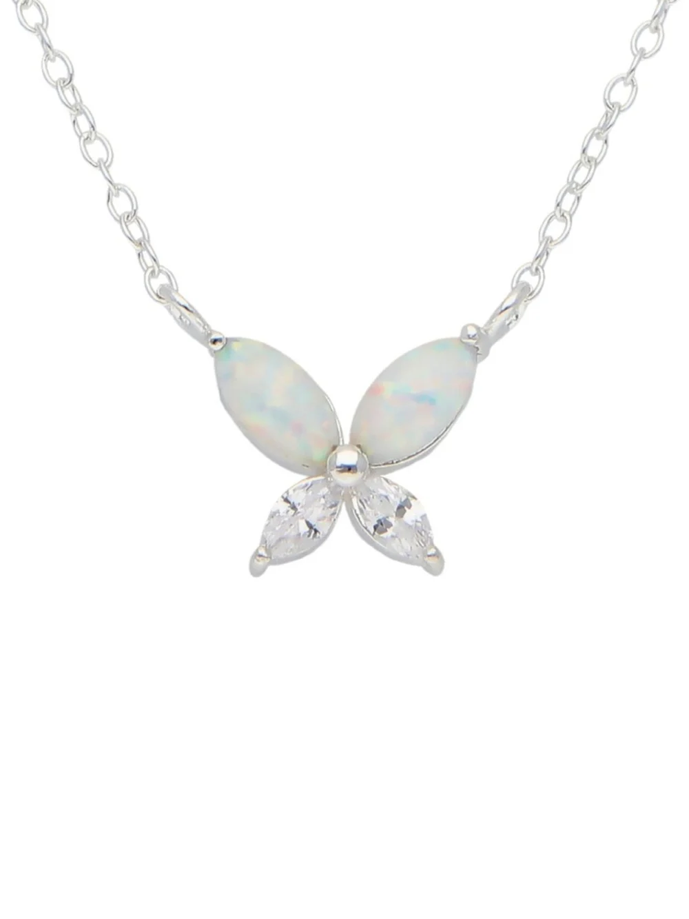 William May Sterling Silver Cultured Opal Butterfly 16-17" Necklace, view 3