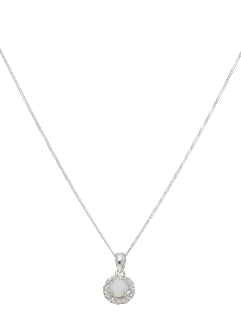 William May Sterling Silver Cultured Opal Halo Pendant & 18" Necklace