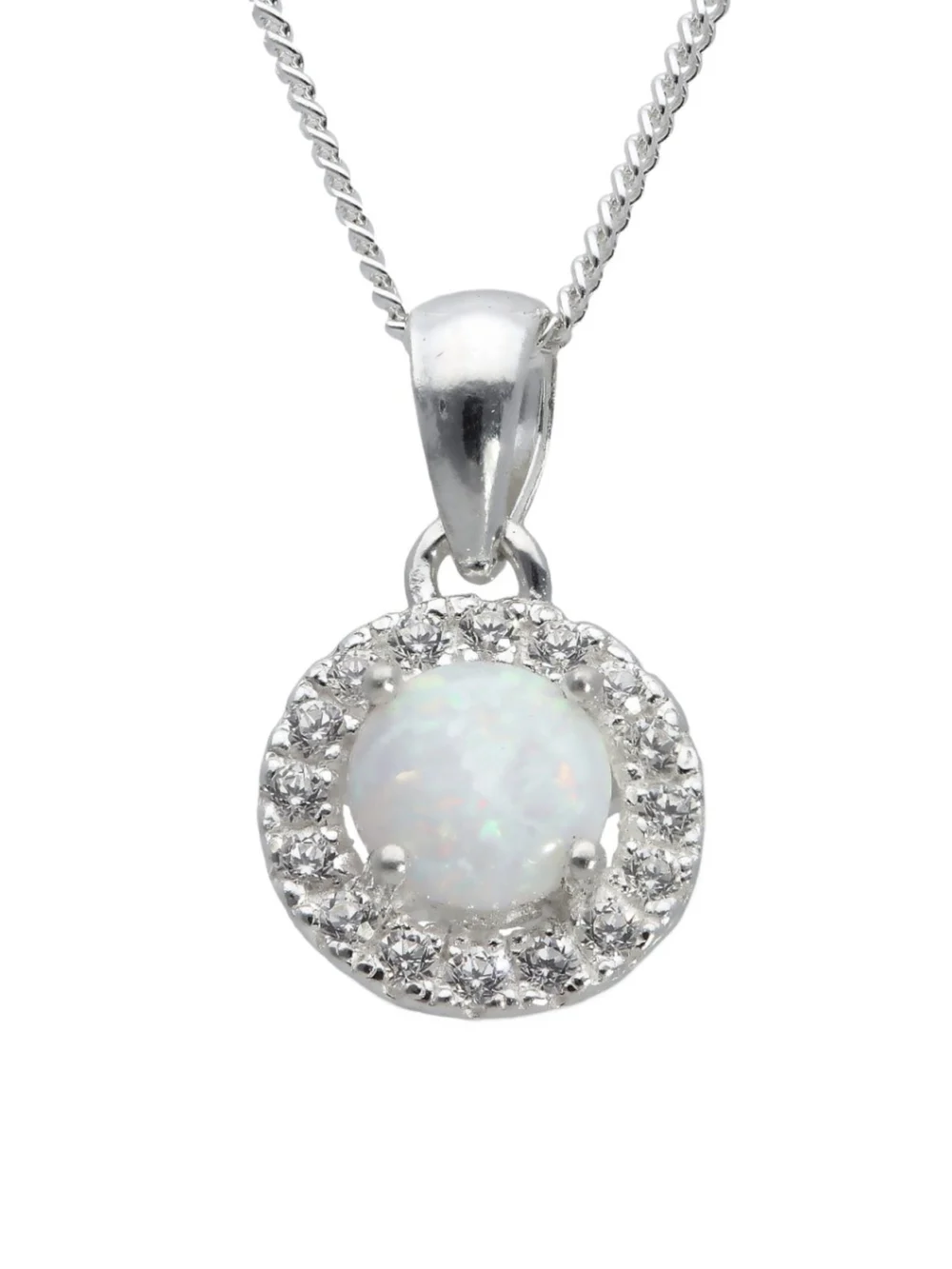 William May Sterling Silver Cultured Opal Halo Pendant & 18" Necklace, view 2