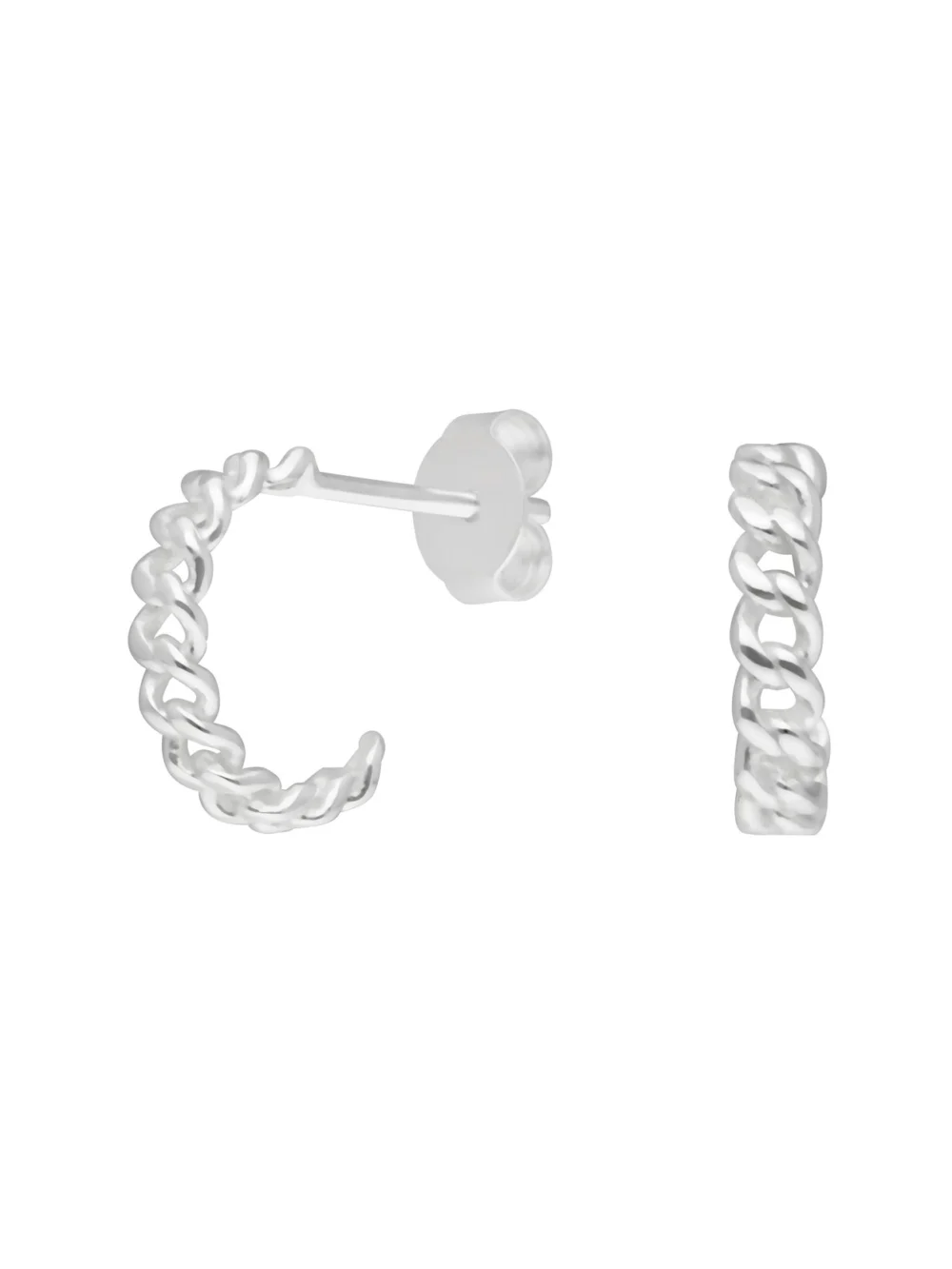 William May Sterling Silver Curb Chain Link 3/4 Hoop Earrings