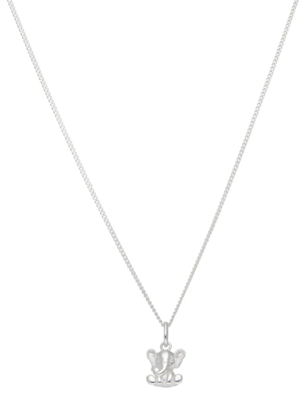 William May Sterling Silver Cute Sitting Elephant Pendant & 14" Necklace