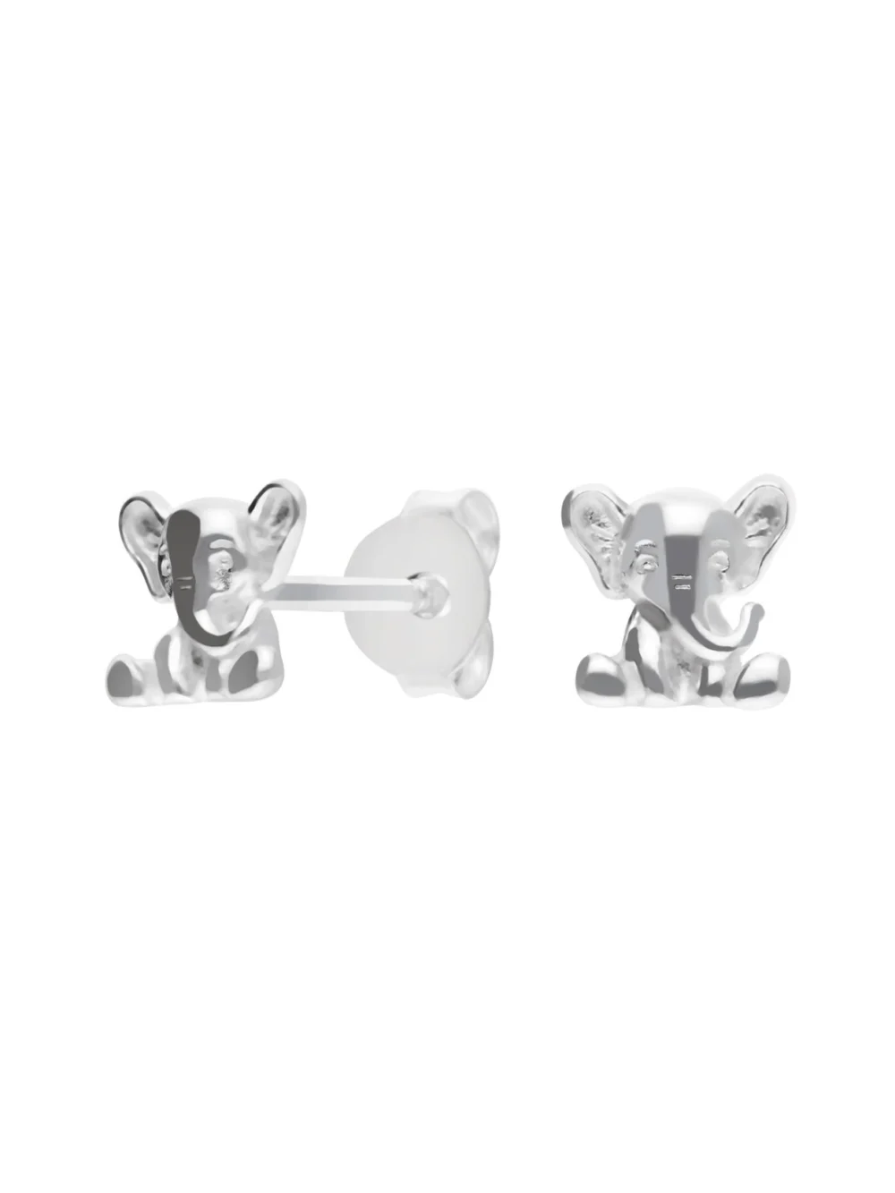 William May Sterling Silver Cute Sitting Elephant Stud Earrings