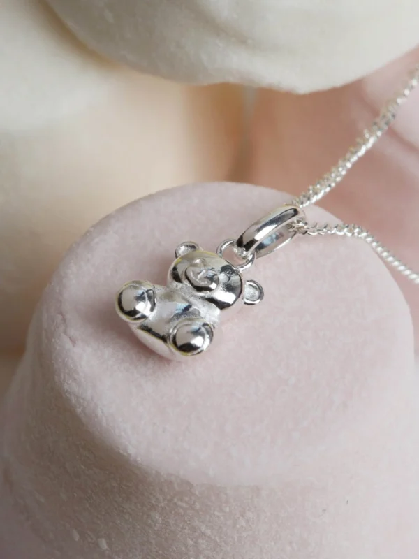 William May Sterling Silver Cute Teddy Bear & 14" Chain Necklace
