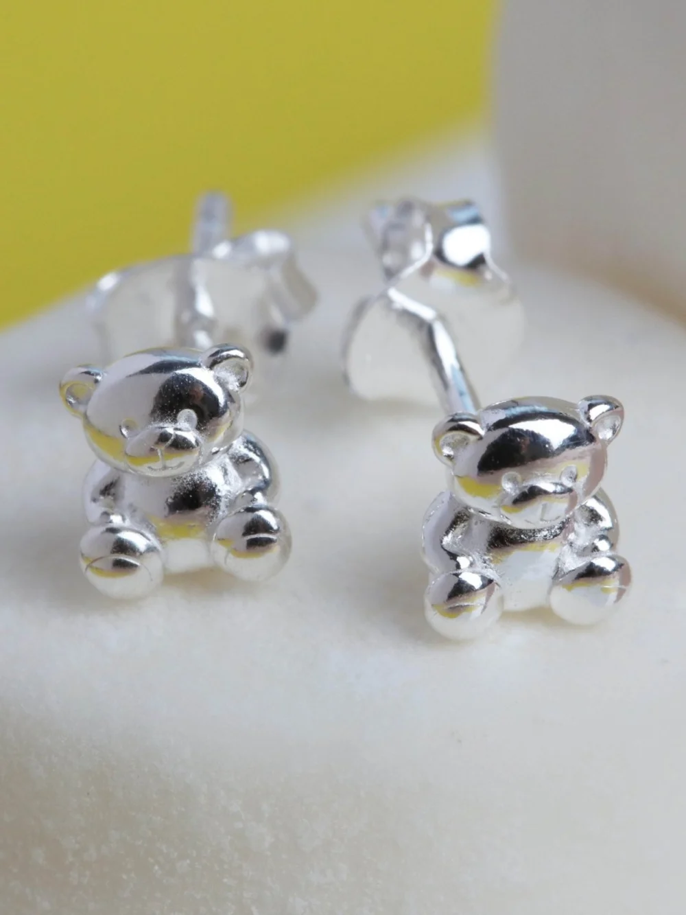 William May Sterling Silver Cute Teddy Stud Earrings