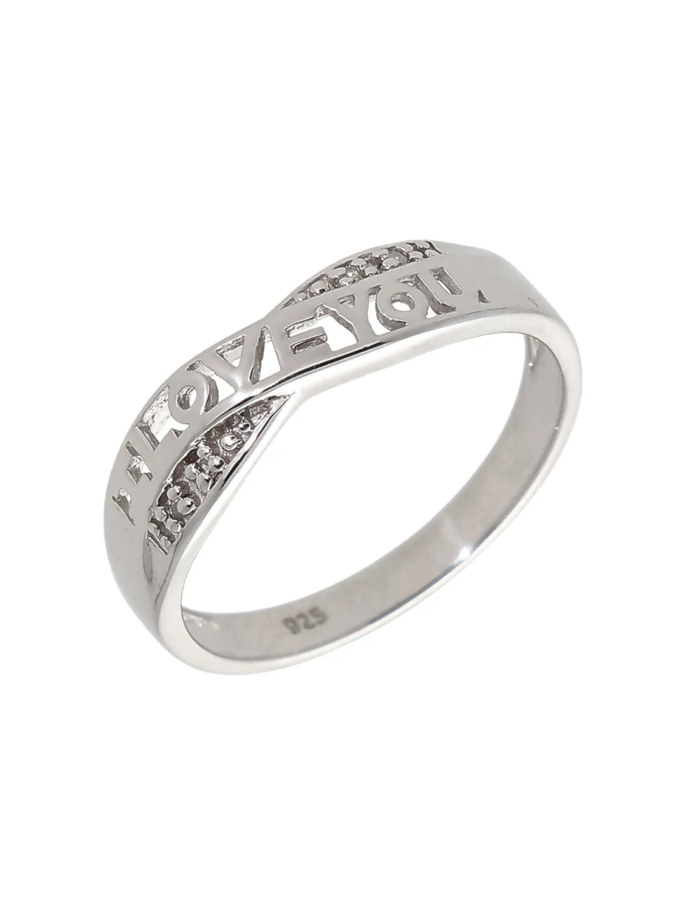 William May Sterling Silver Diamond Set I Love You Ring