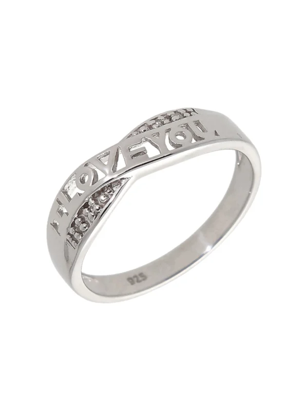 William May Sterling Silver Diamond Set I Love You Ring