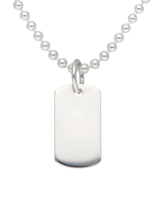 William May Sterling Silver Dog Tag Engraveable Pendant & 18" Bead Chain
