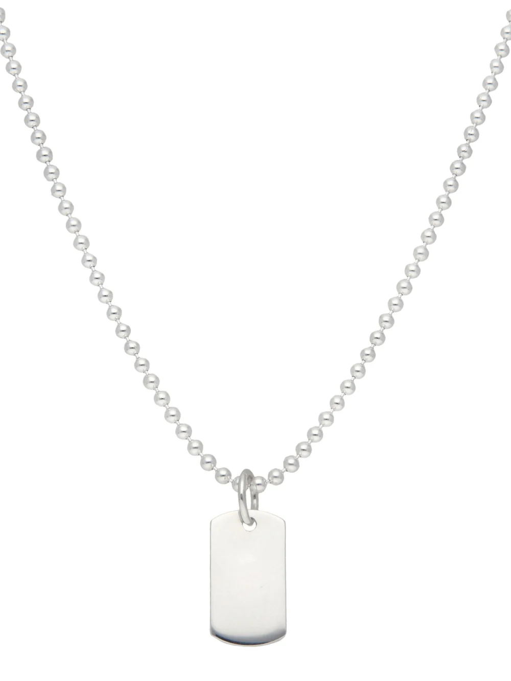 William May Sterling Silver Dog Tag Engraveable Pendant & 18" Bead Chain, view 2