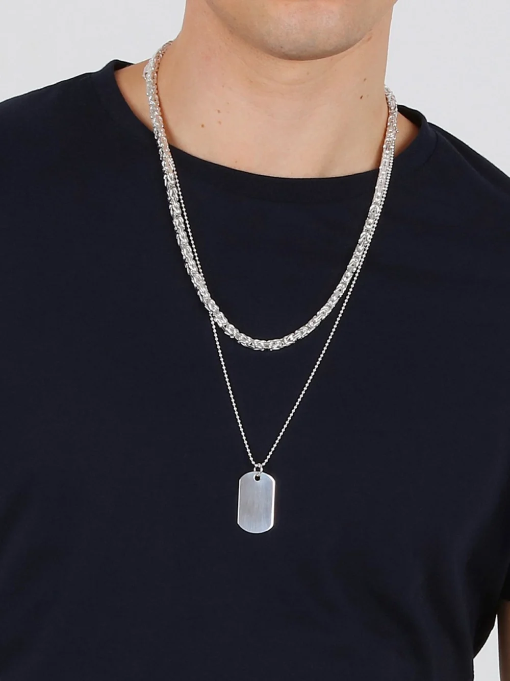 William May Sterling Silver Dog Tag Engraveable Pendant & 20" Bead Chain, view 2