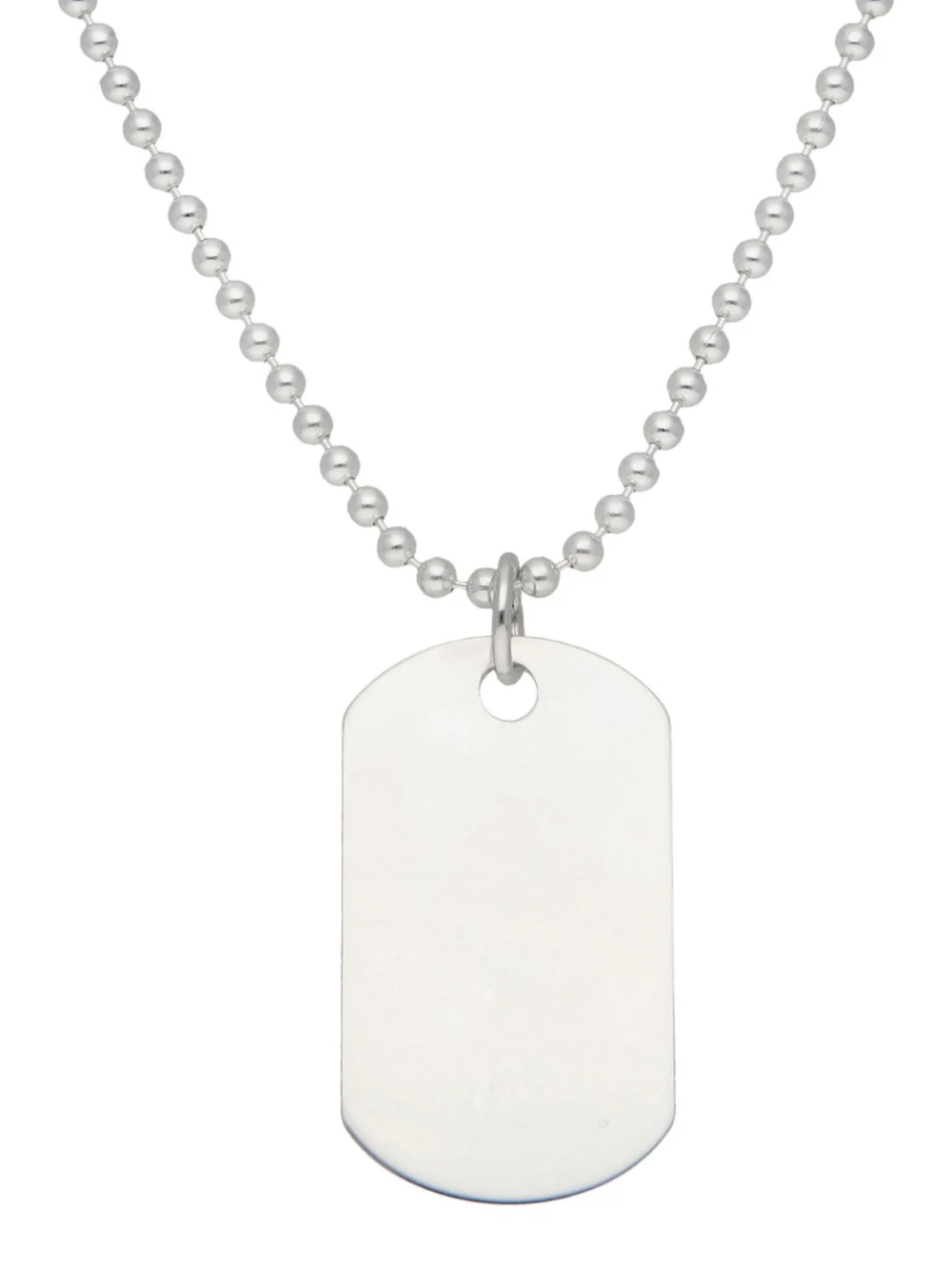 William May Sterling Silver Dog Tag Engraveable Pendant & 20" Bead Chain, view 3