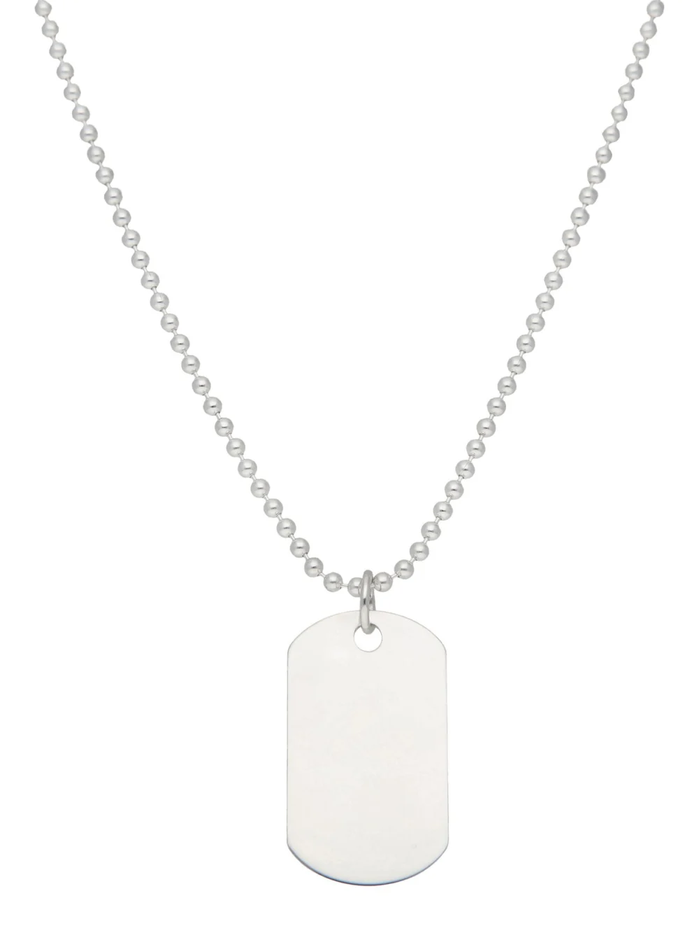 William May Sterling Silver Dog Tag Engraveable Pendant & 20" Bead Chain, view 4