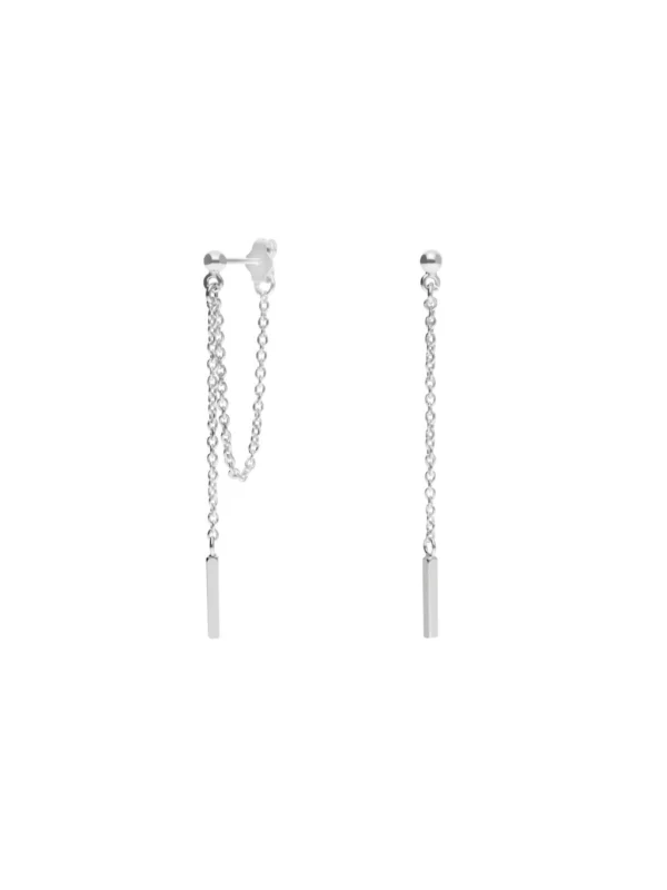 William May Sterling Silver Double Chain Bar Drop Earrings