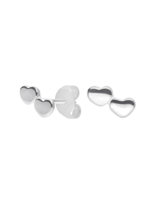 William May Sterling Silver Double Heart Stud Earrings
