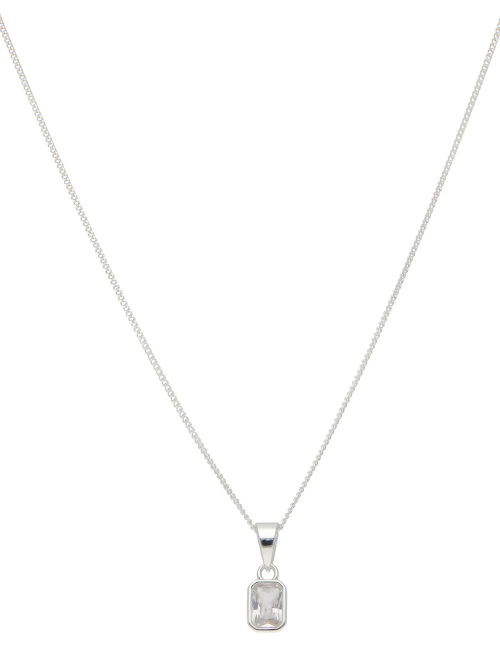 William May Sterling Silver Emerald Cut Cubic Zirconia 18" Necklace