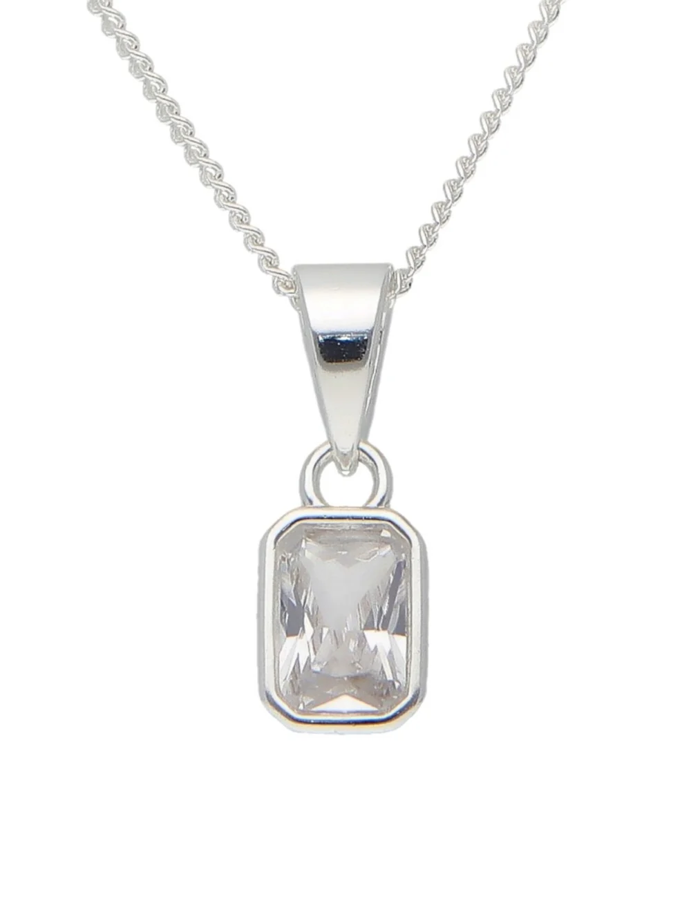 William May Sterling Silver Emerald Cut Cubic Zirconia 18" Necklace, view 2