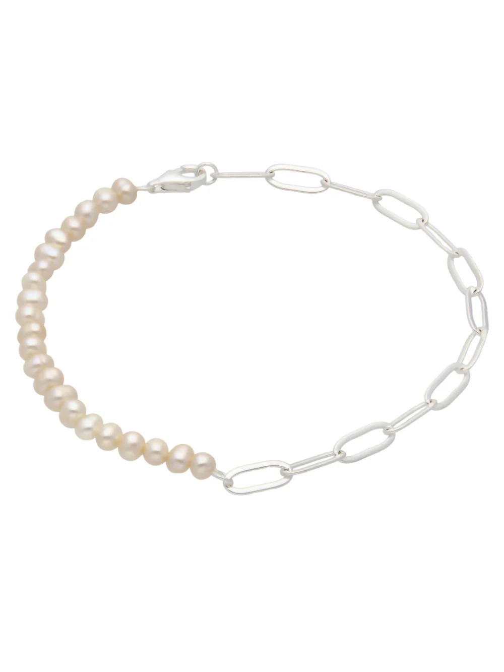 William May Sterling Silver Freshwater Pearl & Paper Link 7.5" Bracelet