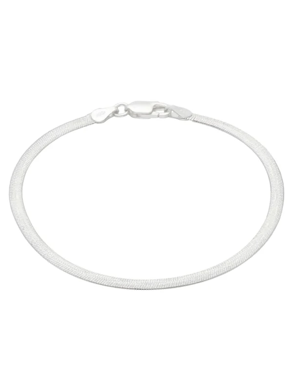 William May Sterling Silver Frosted Curved Herringbone Bracelet