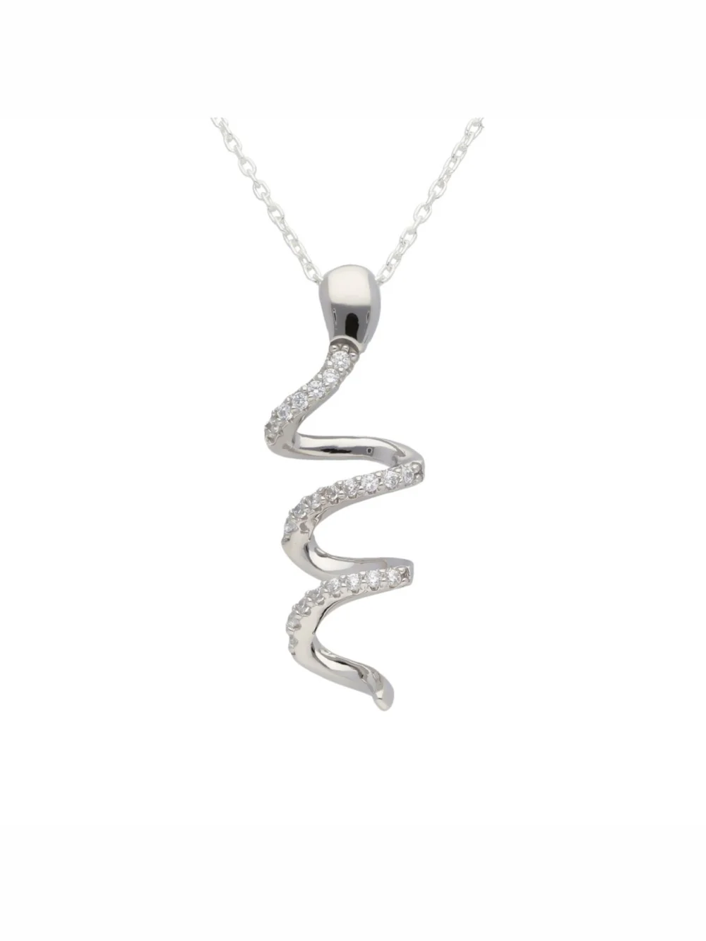 William May Sterling Silver Gem Set Snake Pendant & 18" Chain Necklace