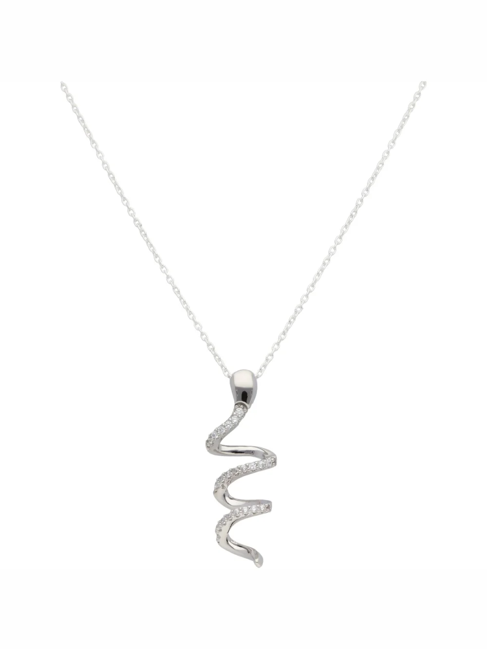 William May Sterling Silver Gem Set Snake Pendant & 18" Chain Necklace, view 2