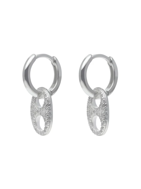 William May Sterling Silver Gemstone Anchor Link Drop Huggie Earrings