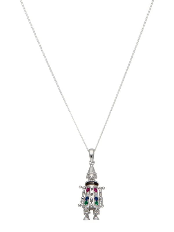 William May Sterling Silver Gemstone Clown & 18" Chain Necklace