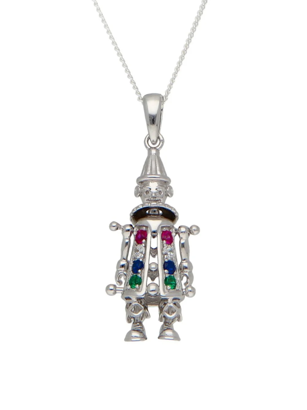 William May Sterling Silver Gemstone Clown & 18" Chain Necklace, view 2