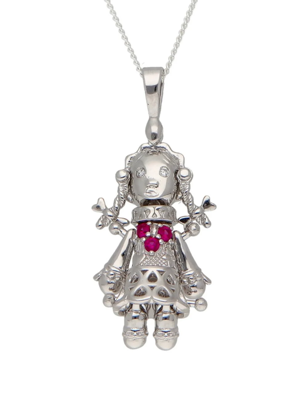 William May Sterling Silver Gemstone Doll & 18" Chain Necklace