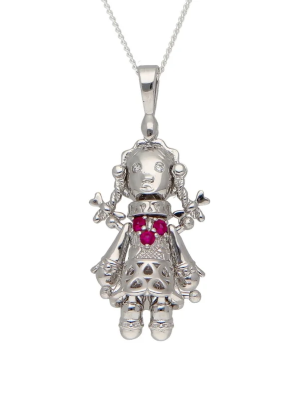 William May Sterling Silver Gemstone Doll & 18" Chain Necklace
