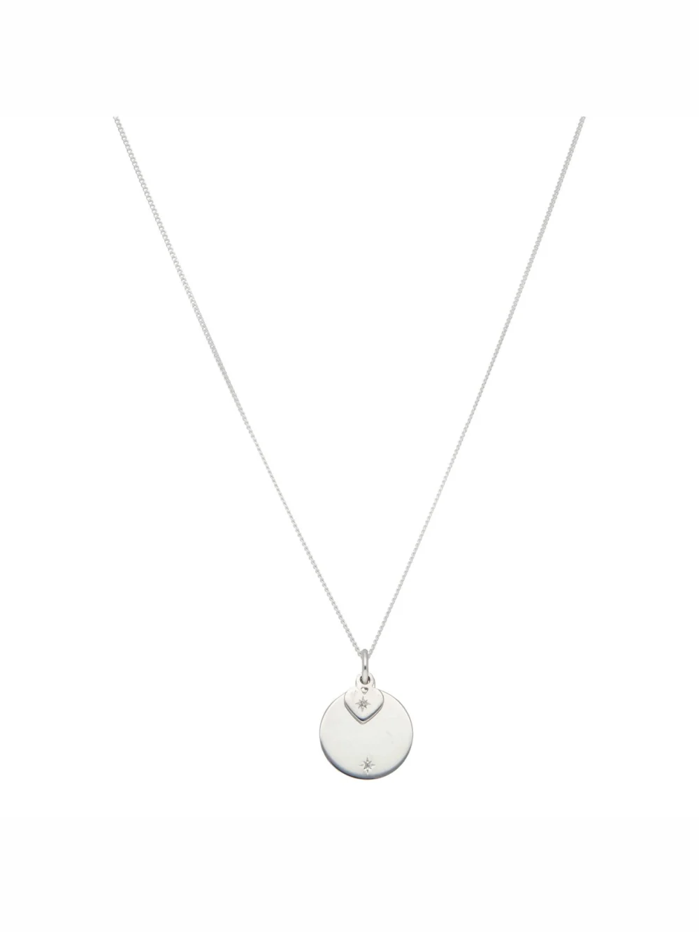 William May Sterling Silver Gemstone Heart & Engravable Disc Necklace