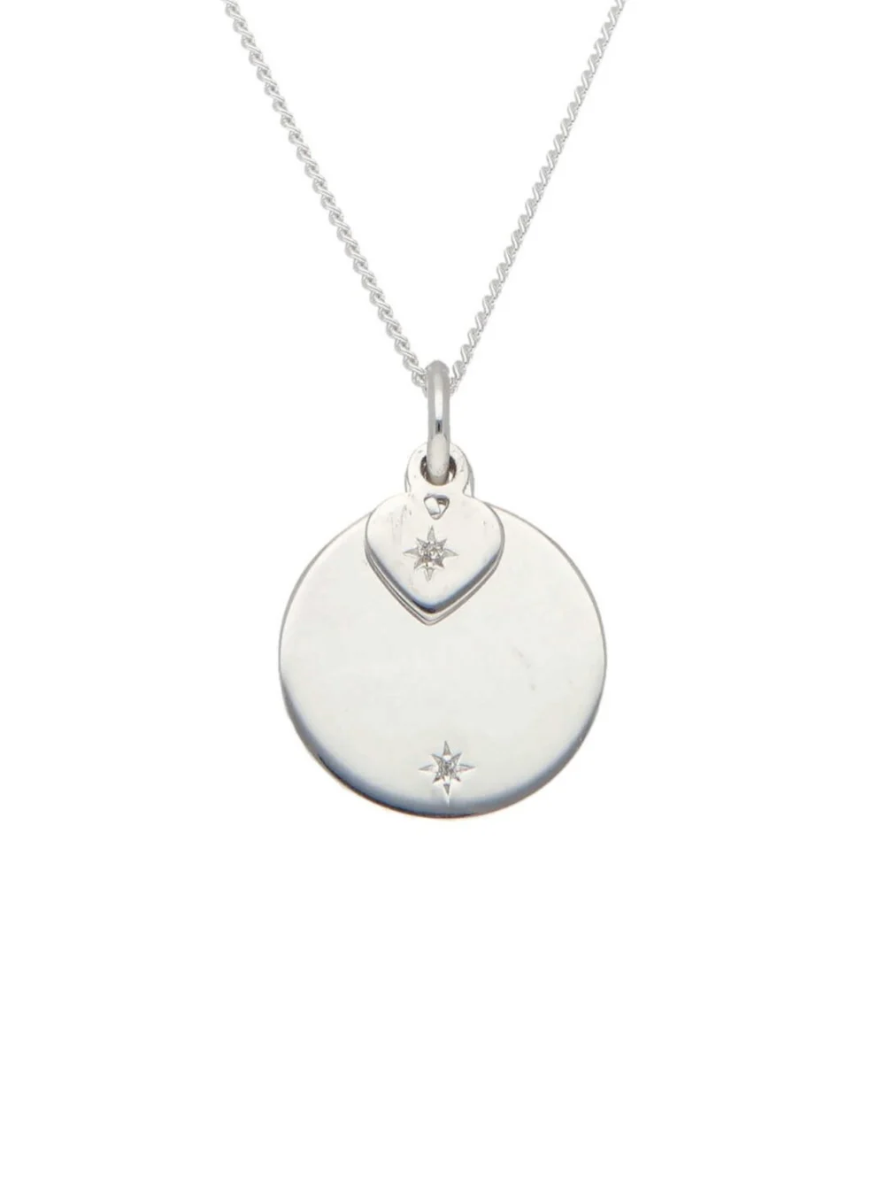 William May Sterling Silver Gemstone Heart & Engravable Disc Necklace, view 2