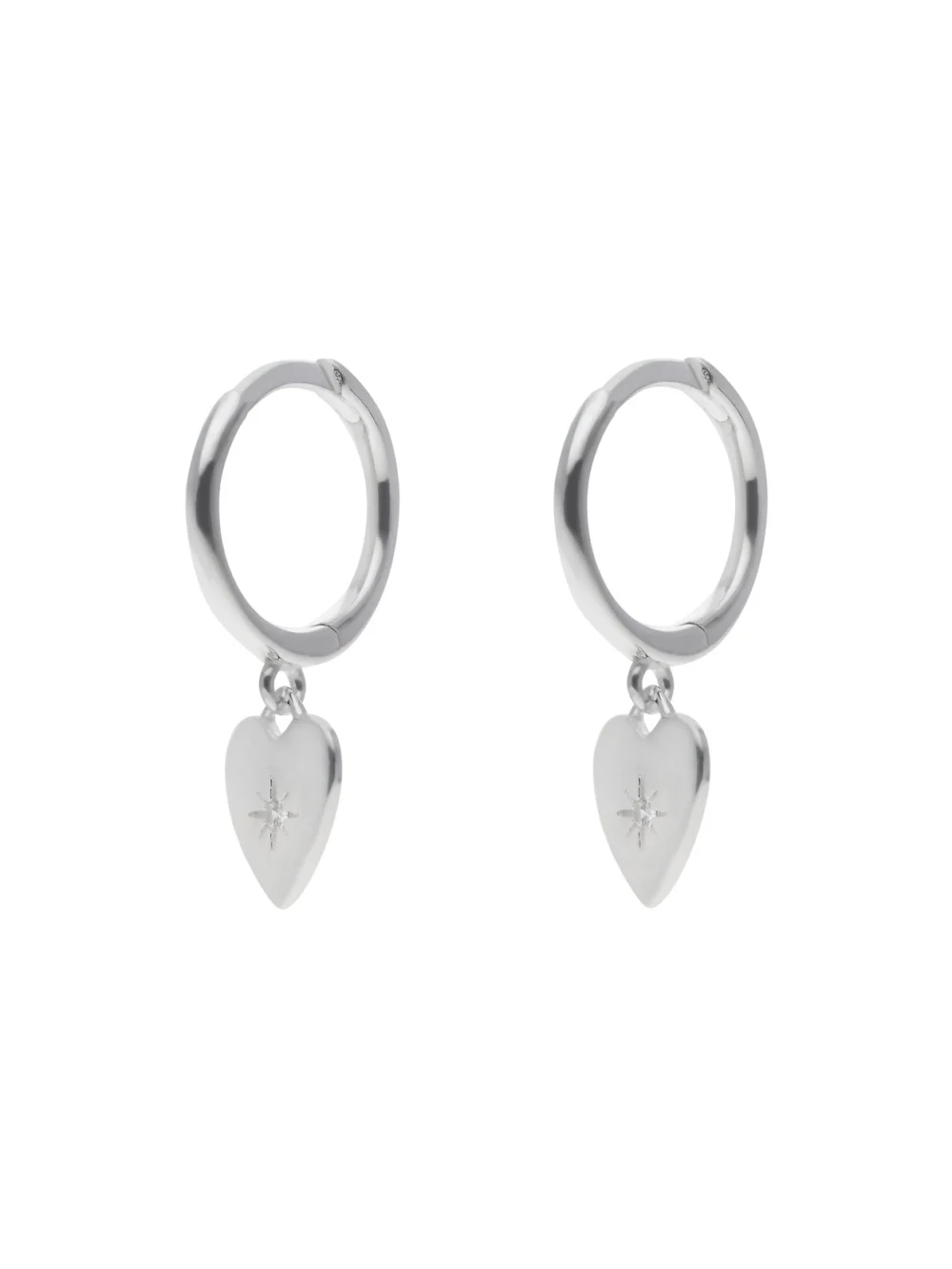 William May Sterling Silver Gemstone Heart Charm Huggie Hoop Earrings