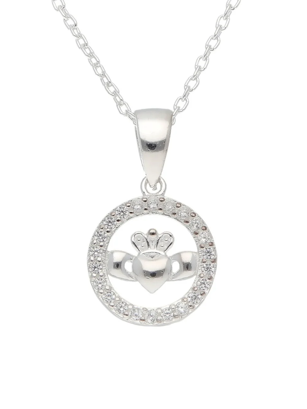 William May Sterling Silver Gemstone Set Claddagh Circle & 18" Necklace, view 2