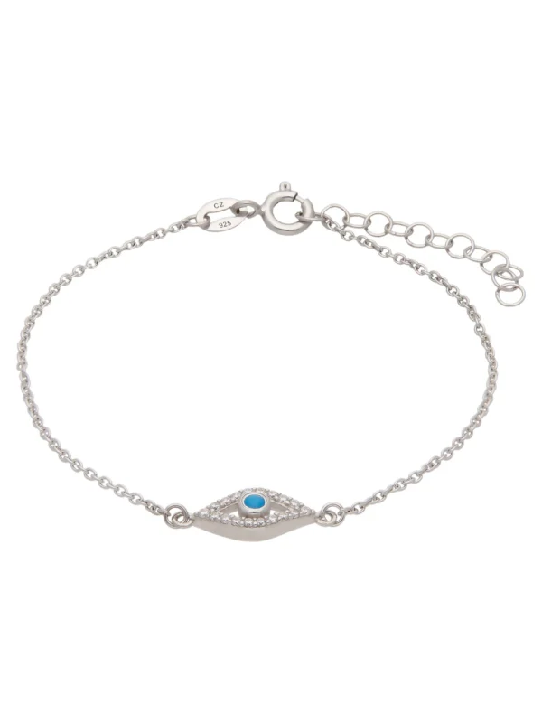 William May Sterling Silver Gemstone Set Evil Eye Bracelet