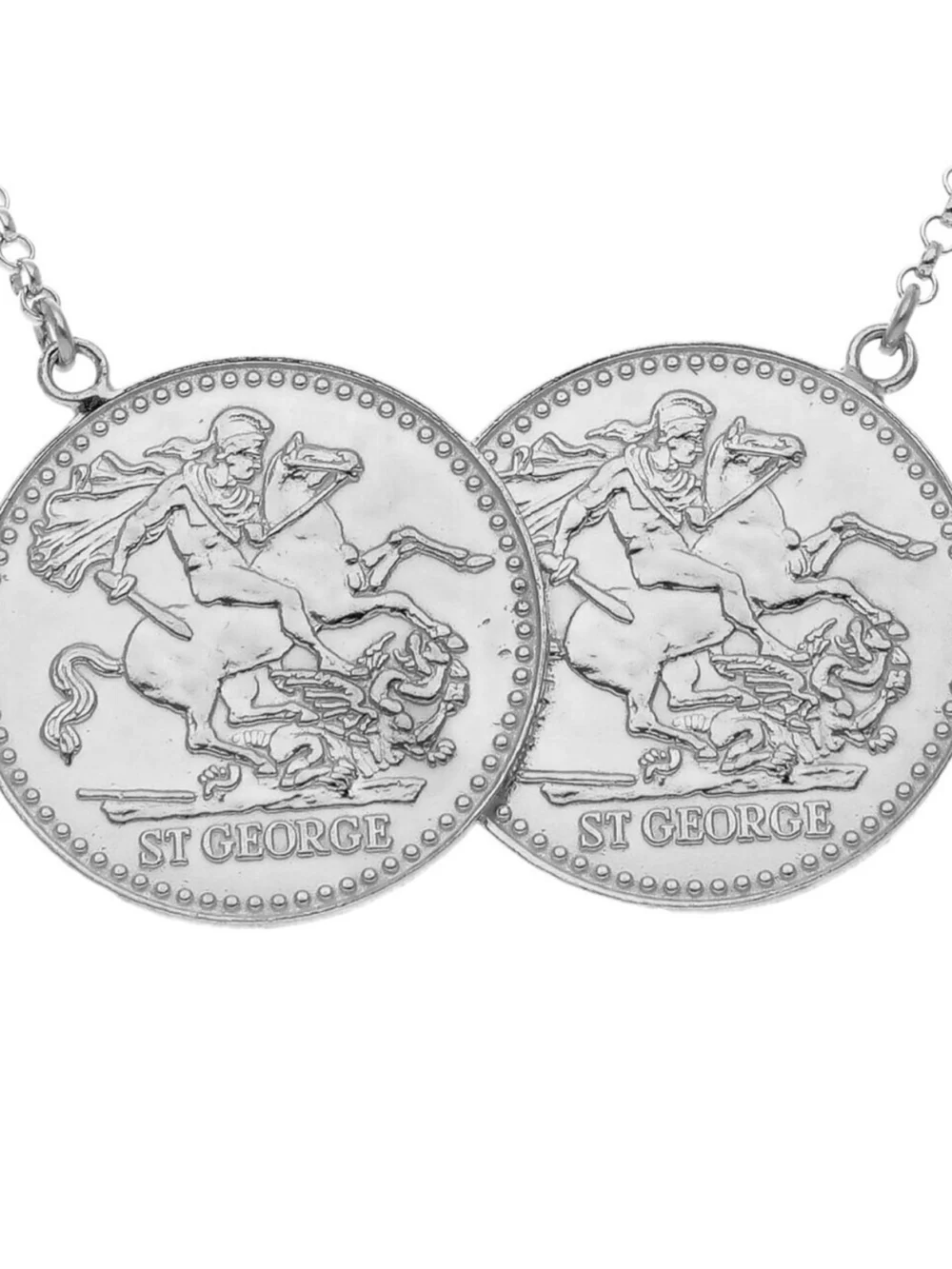 William May Sterling Silver George & Dragon Double Coin Necklace, view 2