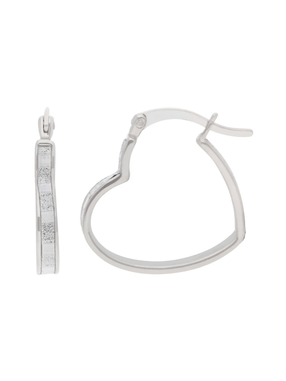 William May Sterling Silver Glitter Heart Creole Hoop Earrings
