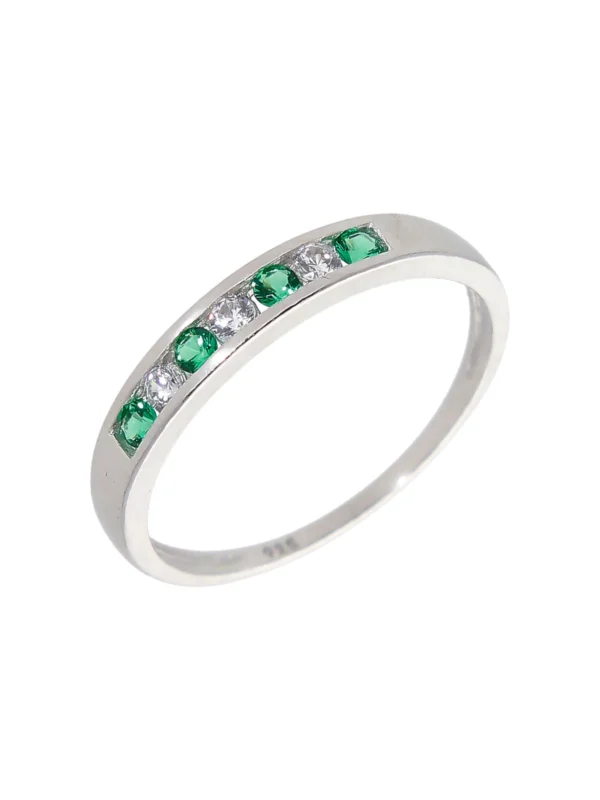 William May Sterling Silver Green & White Cubic Zirconia Eternity Ring